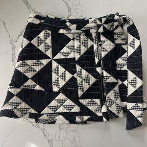 HUNTER BELL Black and White Wrap Mini Skirt